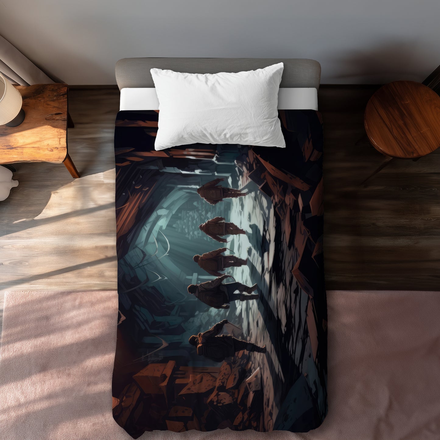 Housse de couette noire Catacombes | Décoration d'intérieur élégante