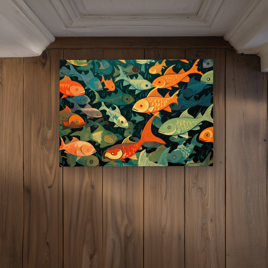 Simple Fishes Black Indoor Outdoor Door Mat | Home Decor