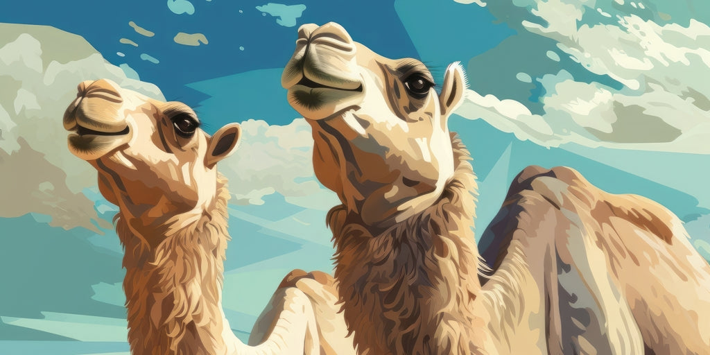 Camels looking up - Desk Mat