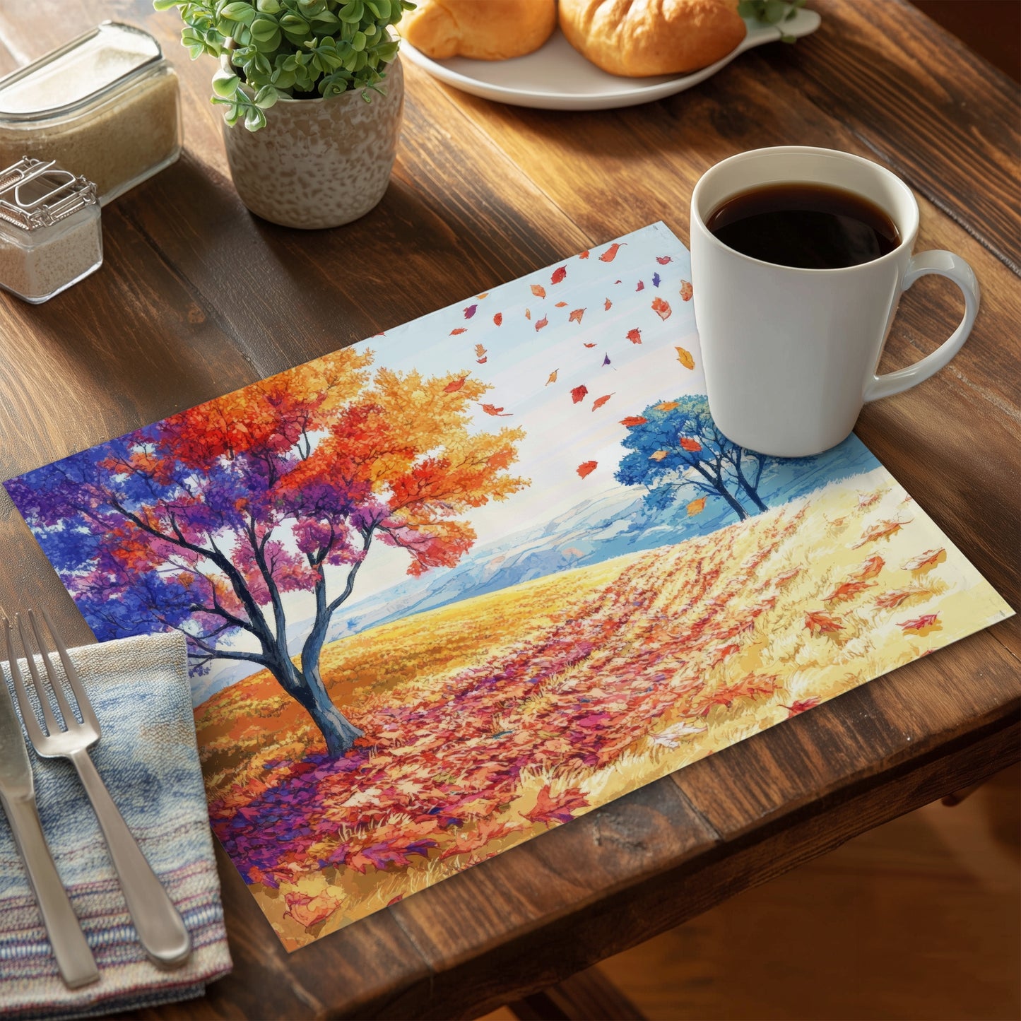 Spring Breeze White Polyester Placemat for Home Decor