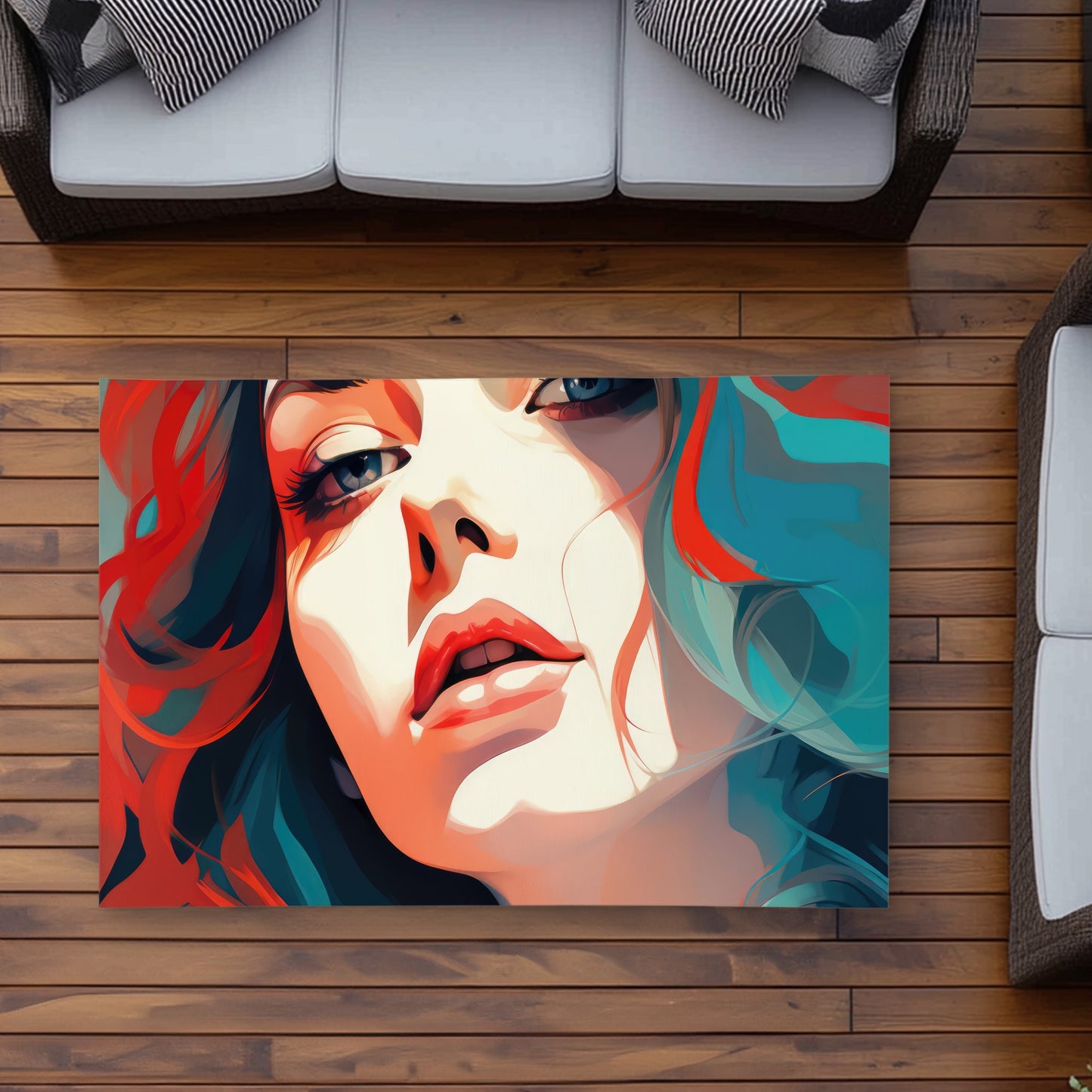 Dangerous Lips - Blue Outdoor Area Rug for Home Decor