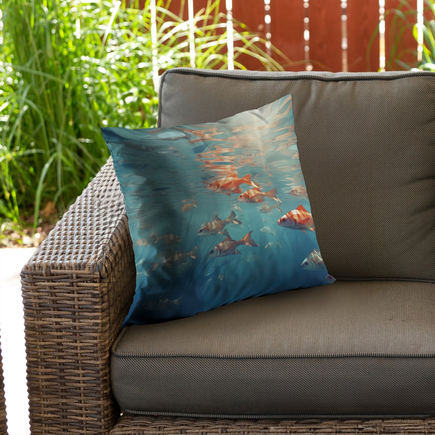 Surface tension Orange Poly Twill Throw Pillow - Home Decor