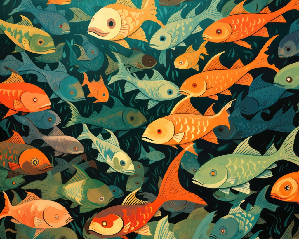 Simple fishes - Green Braided Polyester Placemat for Home Decor