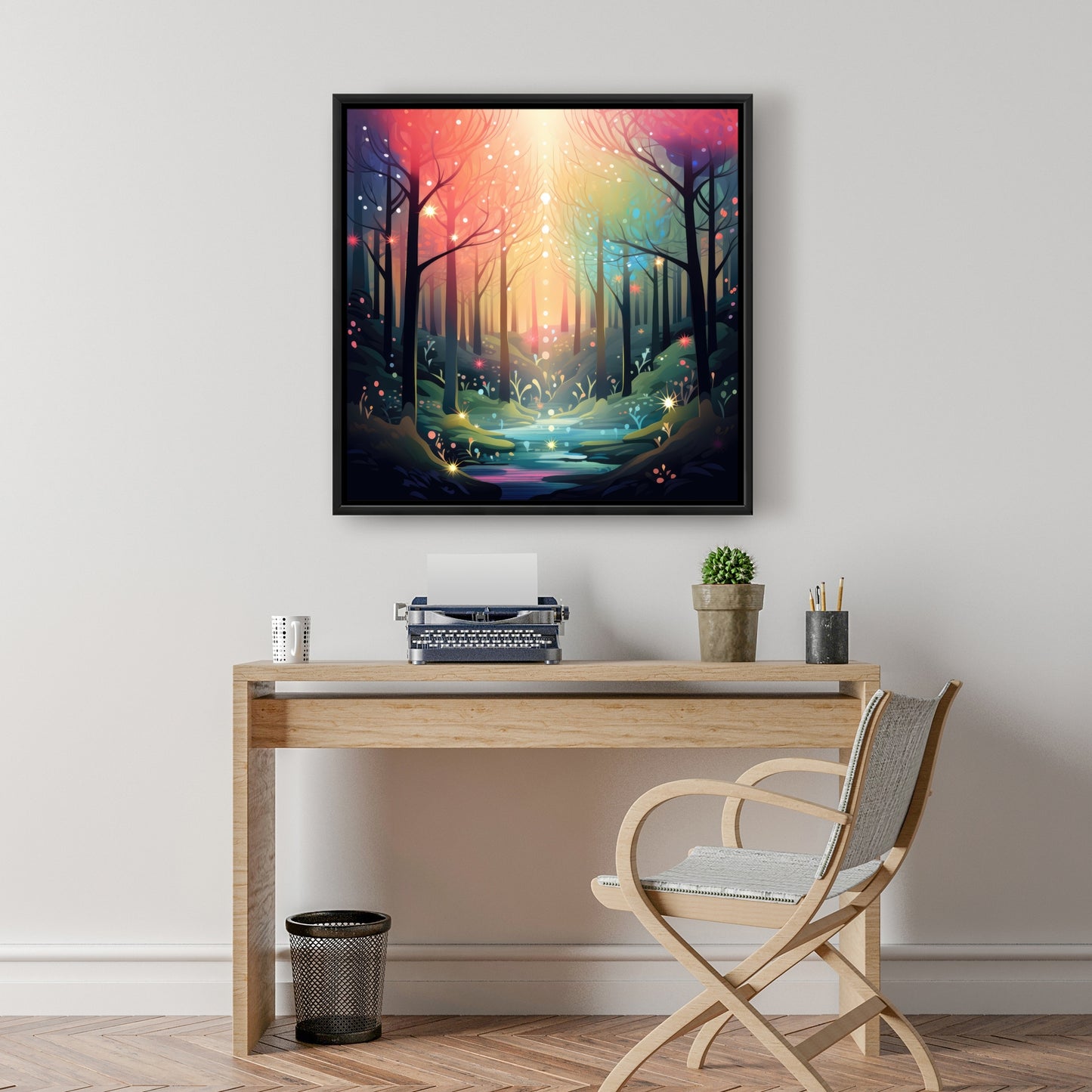 Magical forest - Turquoise Framed Canvas for Home Decor
