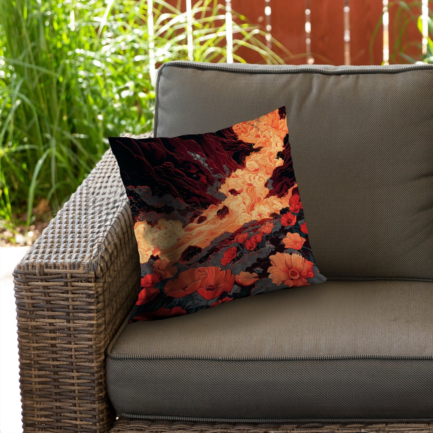 The big burn Orange poly twill throw pillow - home decor insert