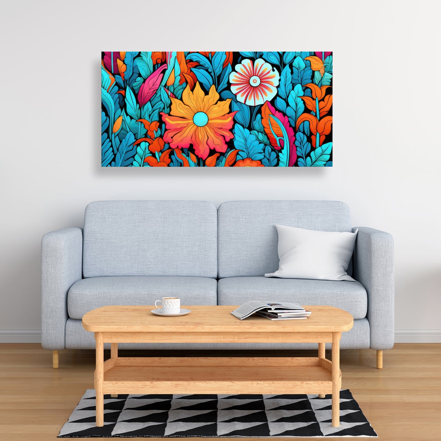 Floral Hues - Orange Canvas Art for Home Decor | Vibrant Design