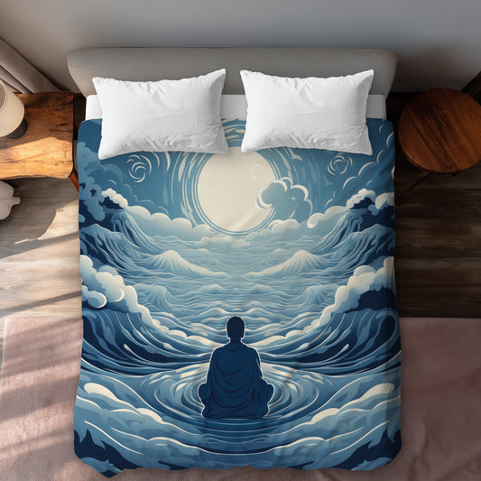 Infinite Wisdom Gray Duvet Cover | Elegant Home Decor