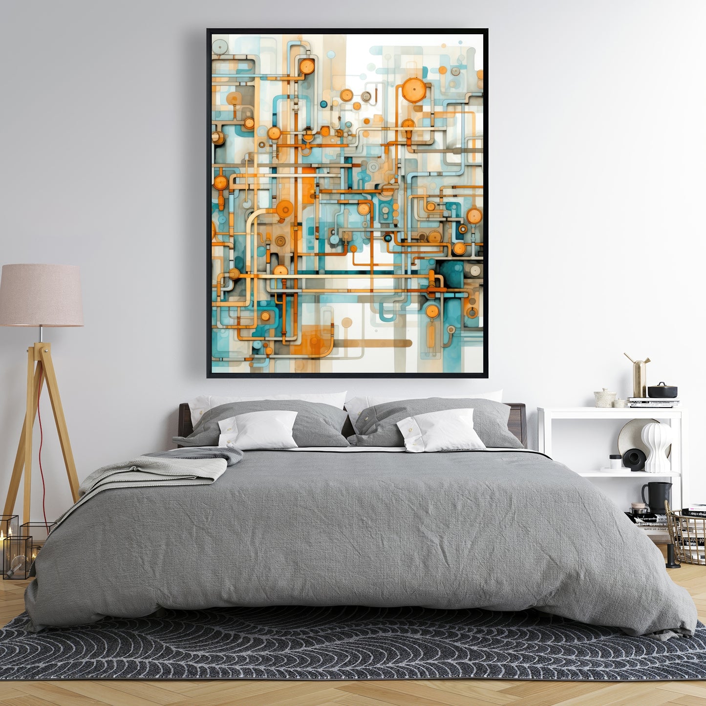 Like clockwork - Orange Framed Canvas for Home Decor