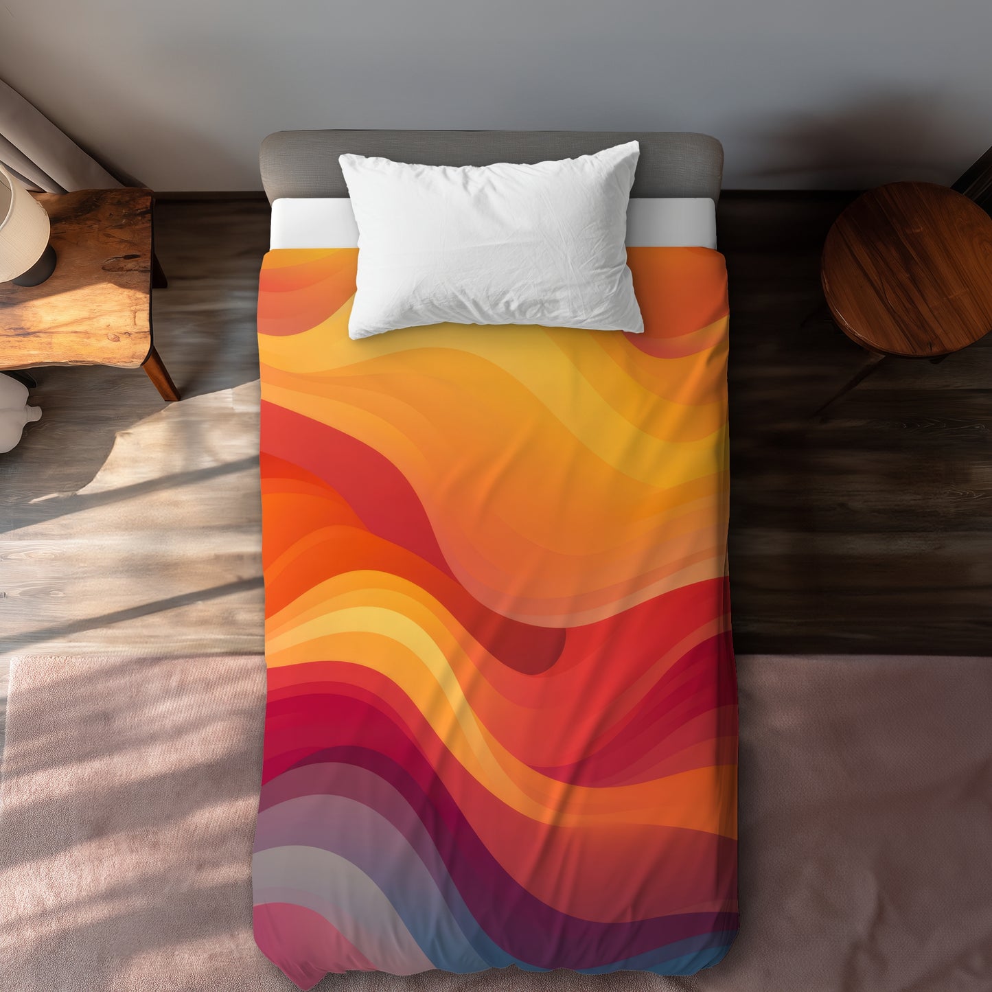 Sunlit Fog Orange Duvet Cover - Stylish Home Decor Accent