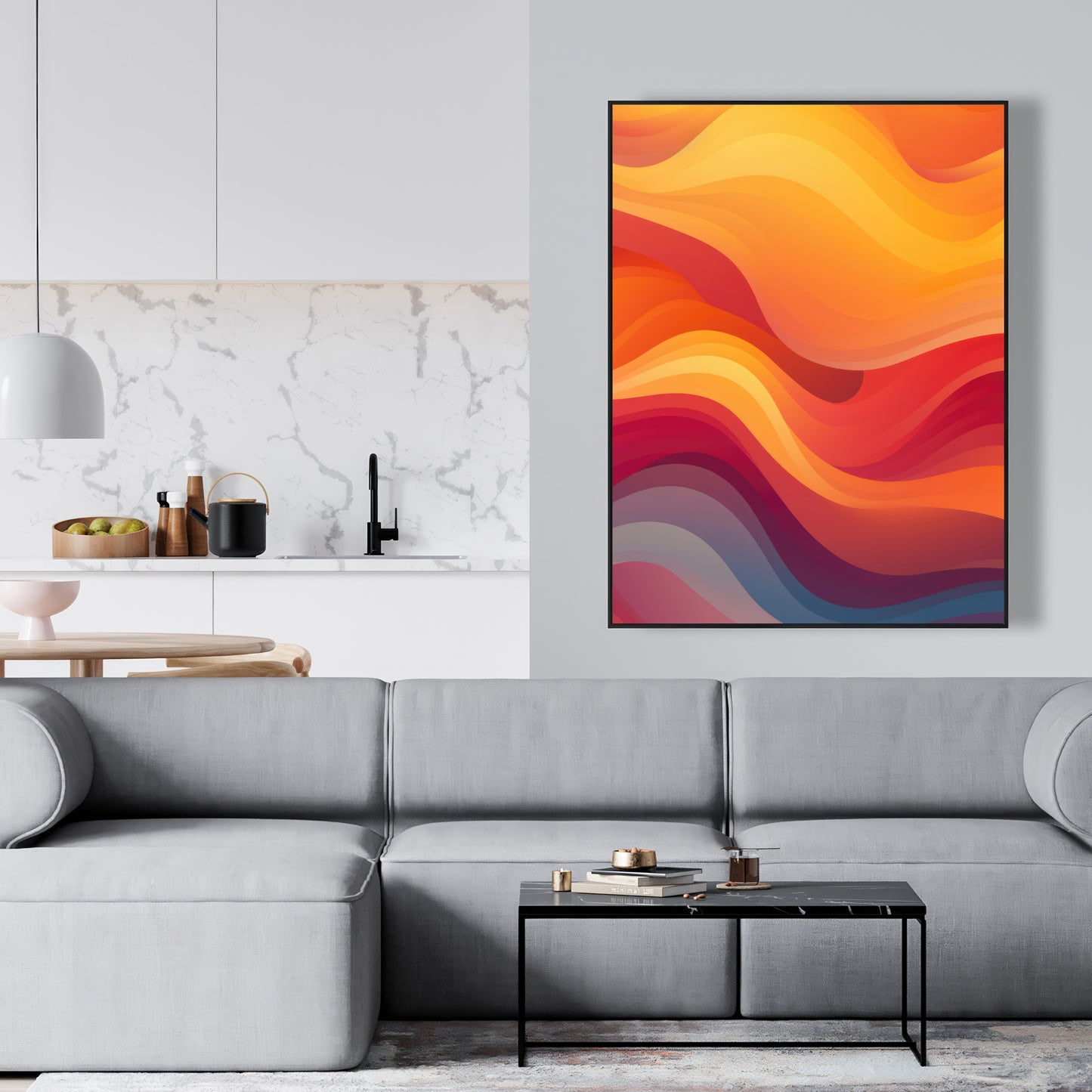 Sunlit Fog - Orange Framed Canvas for Home Decor | Art Print