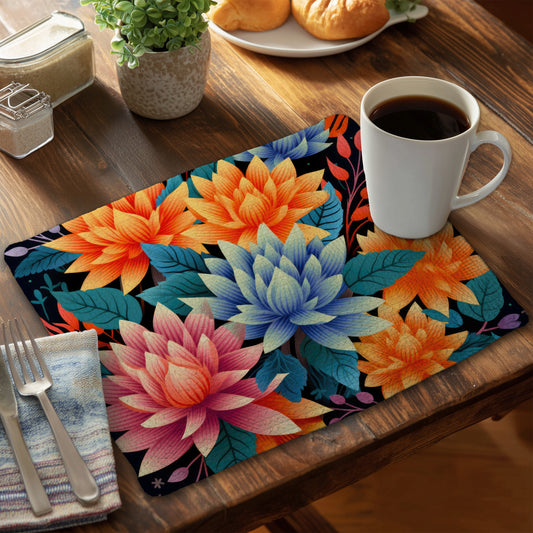 Color Bouquet - Pink Braided Polyester Placemat for Home Decor