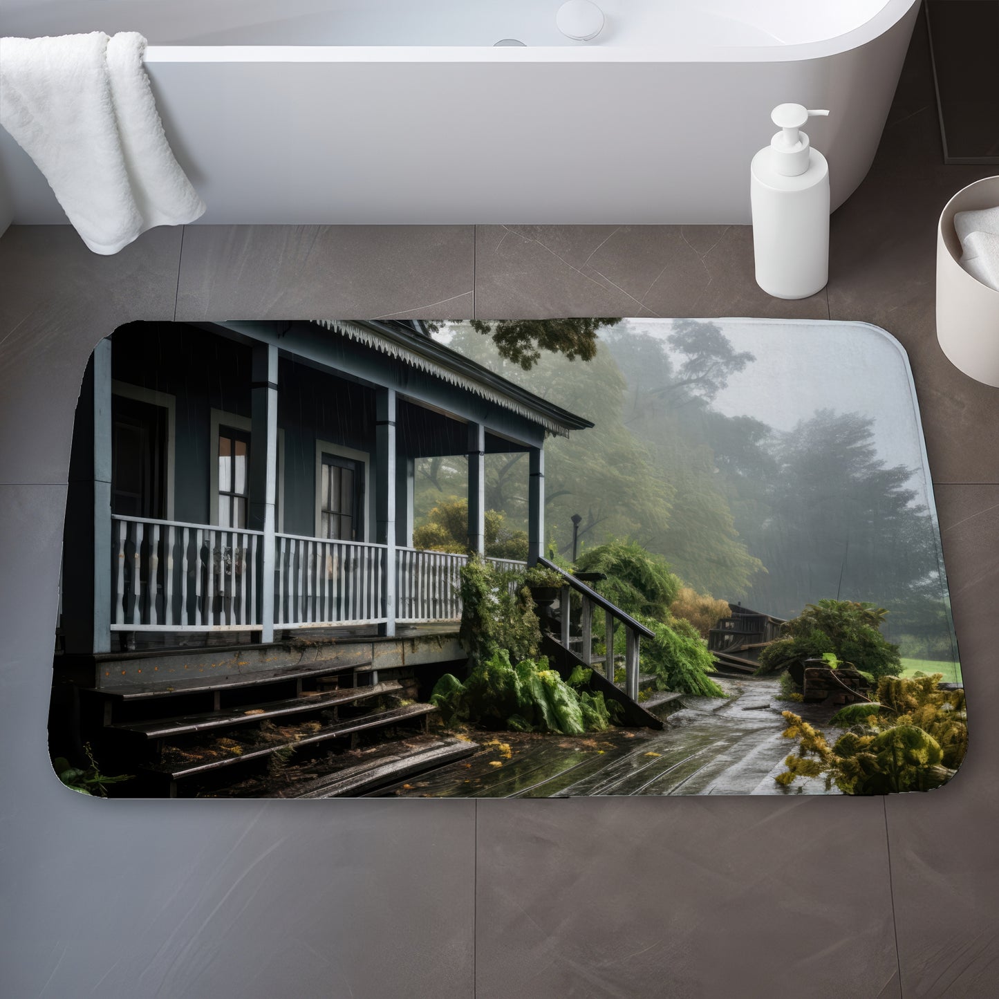 Rainy porch - 17"x24" Bath mat