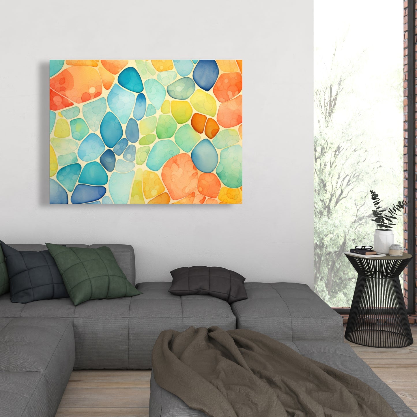 Blobs Turquoise Canvas - Unique Home Decor Art Piece