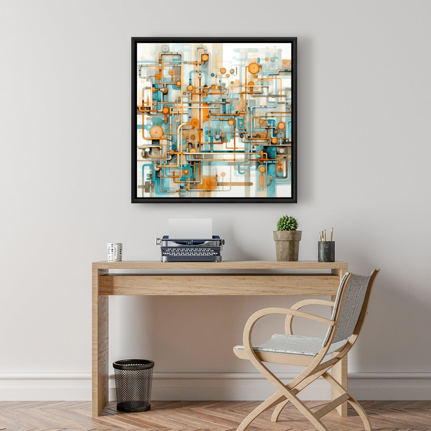Like clockwork - Orange Framed Canvas for Home Decor