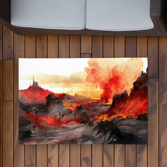 Minimalist Flow - Orange Outdoor Area Rug for Home Decor