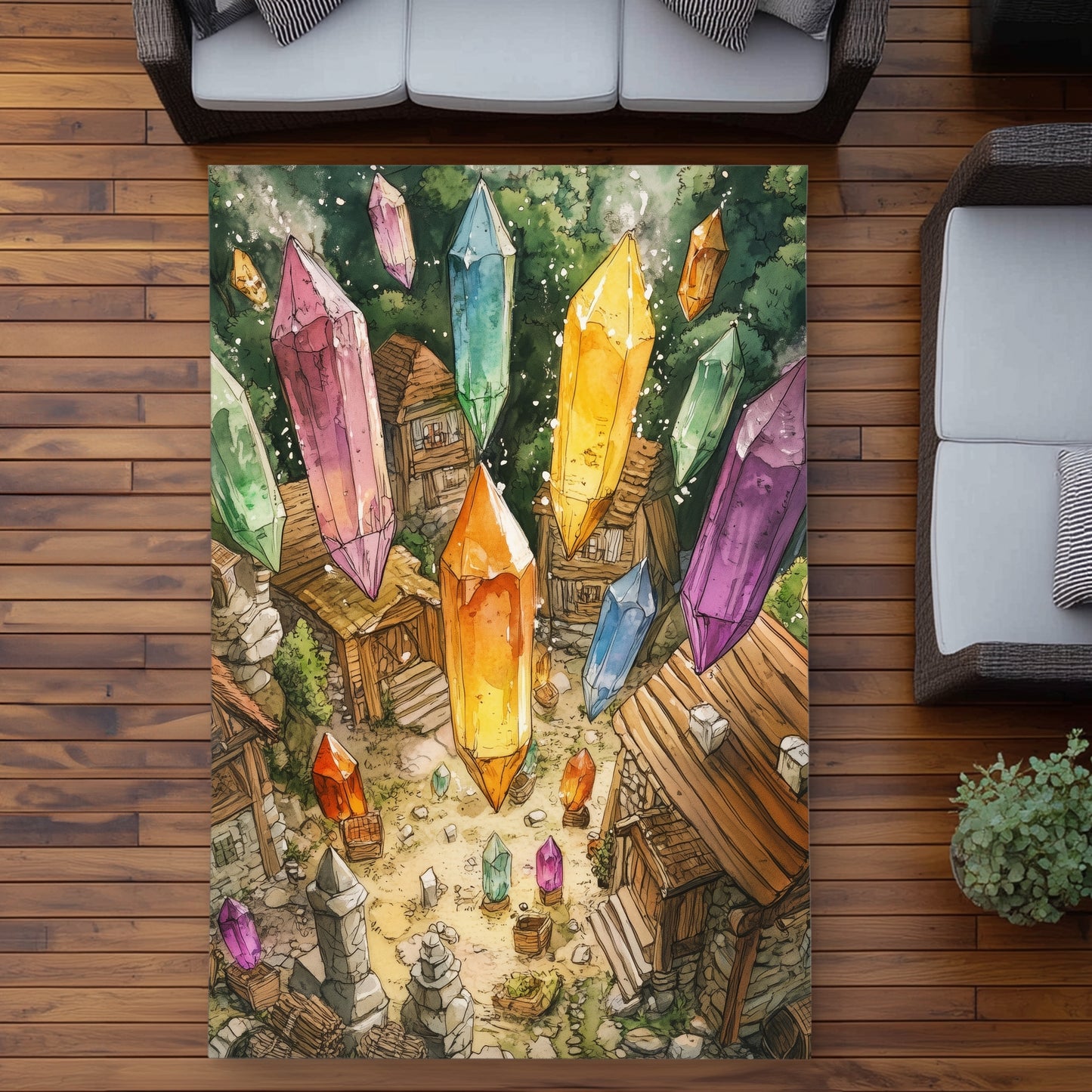 From above Green Outdoor Area Rug for Home Decor | Eco-Friendly