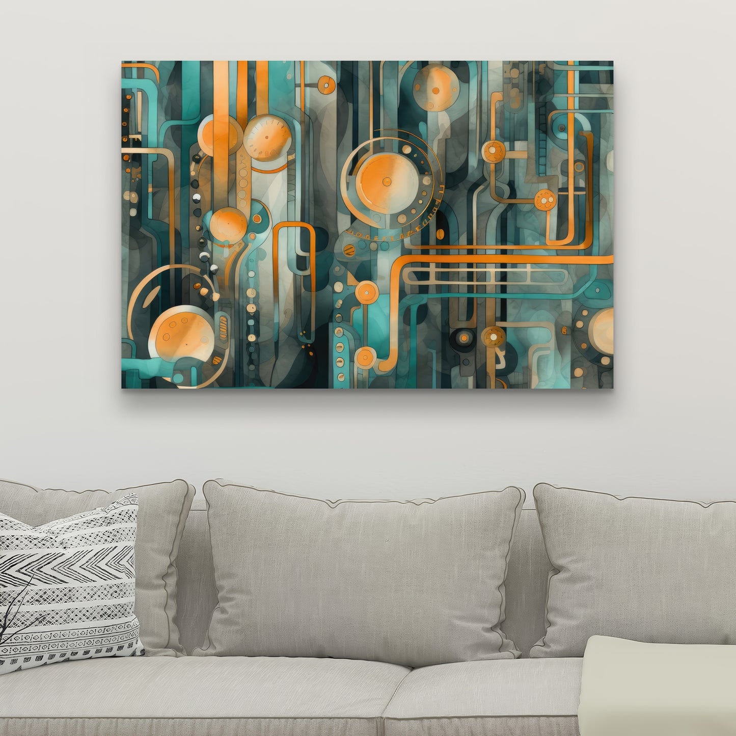Astrological Machinery - Gold Canvas Home Decor for Elegance