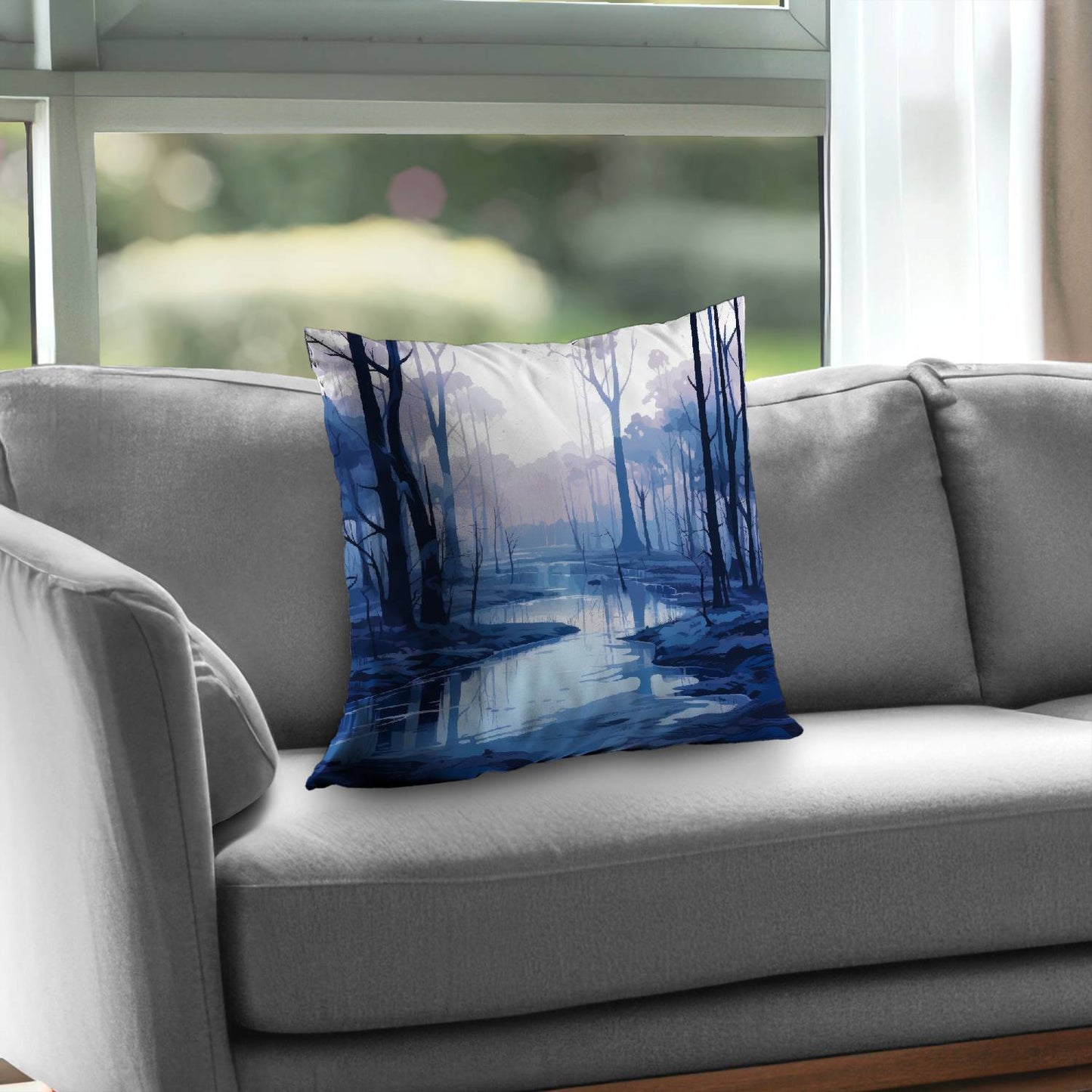 Cold and Muddy Blue Poly Twill Throw Pillow Insert | Home Decor