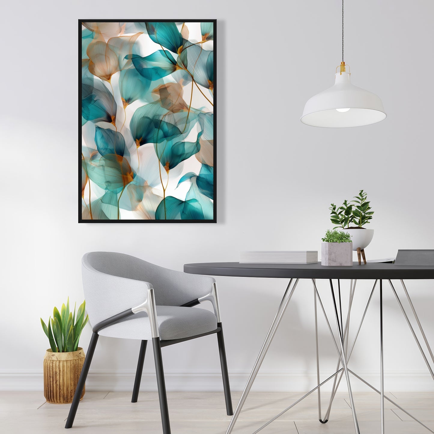Teal and Brown Turquoise Framed Canvas for Home Decor
