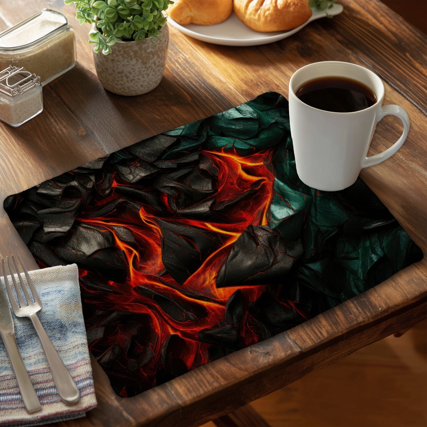Imminent Rupture - Green Braided Polyester Placemat for Home