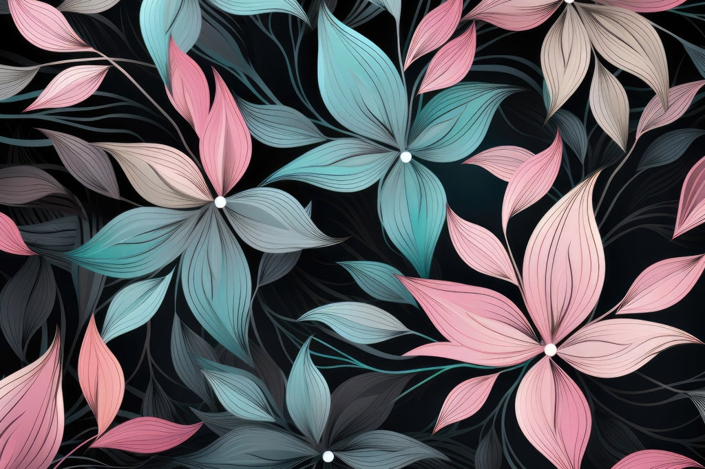 Desaturated Flowers Black Outdoor Area Rug - Home Decor