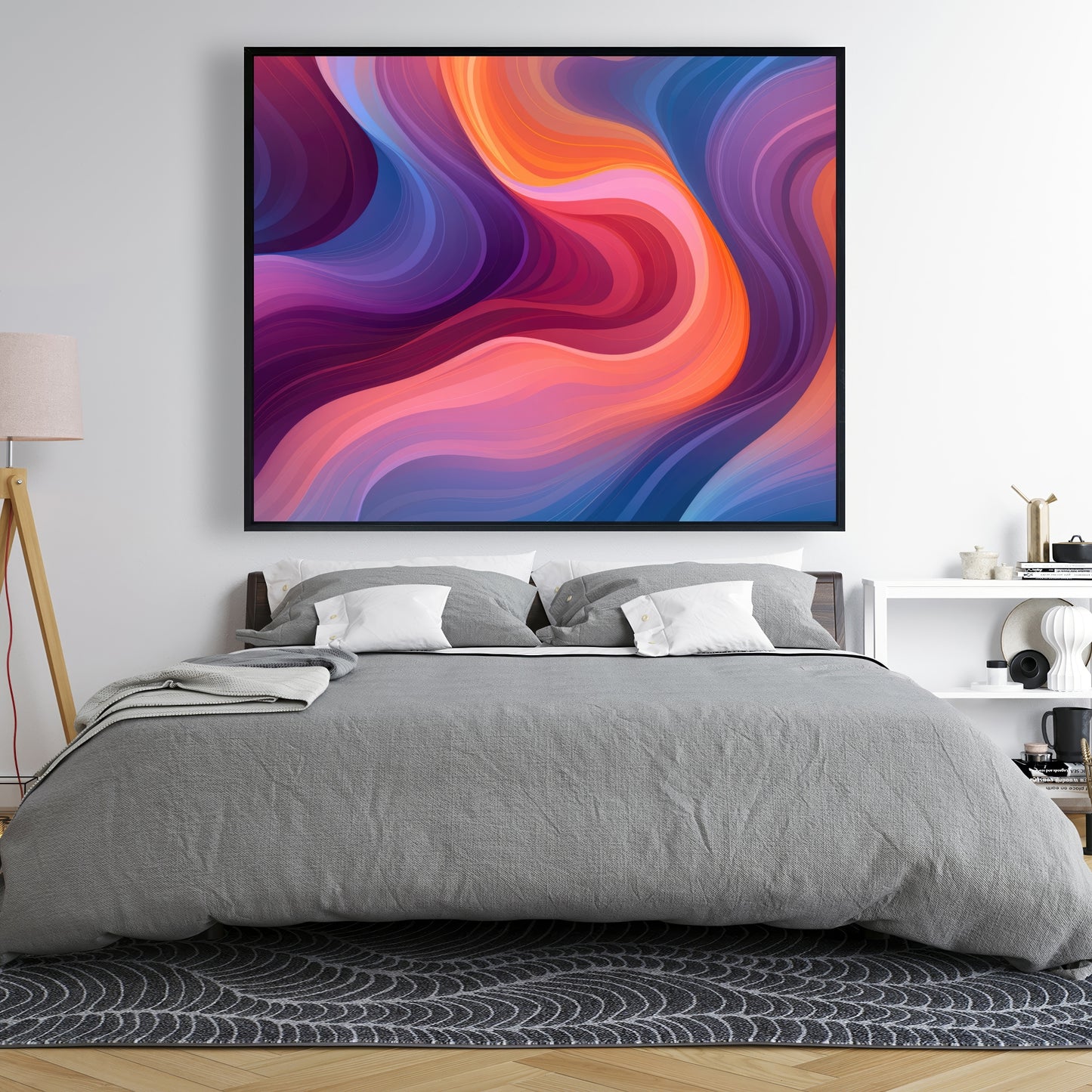 Purple Haze - Blue Framed Canvas Art for Home Decor
