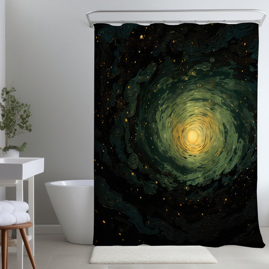 Swirling Gases Green Shower Curtain for Home Decor | Stylish Design
