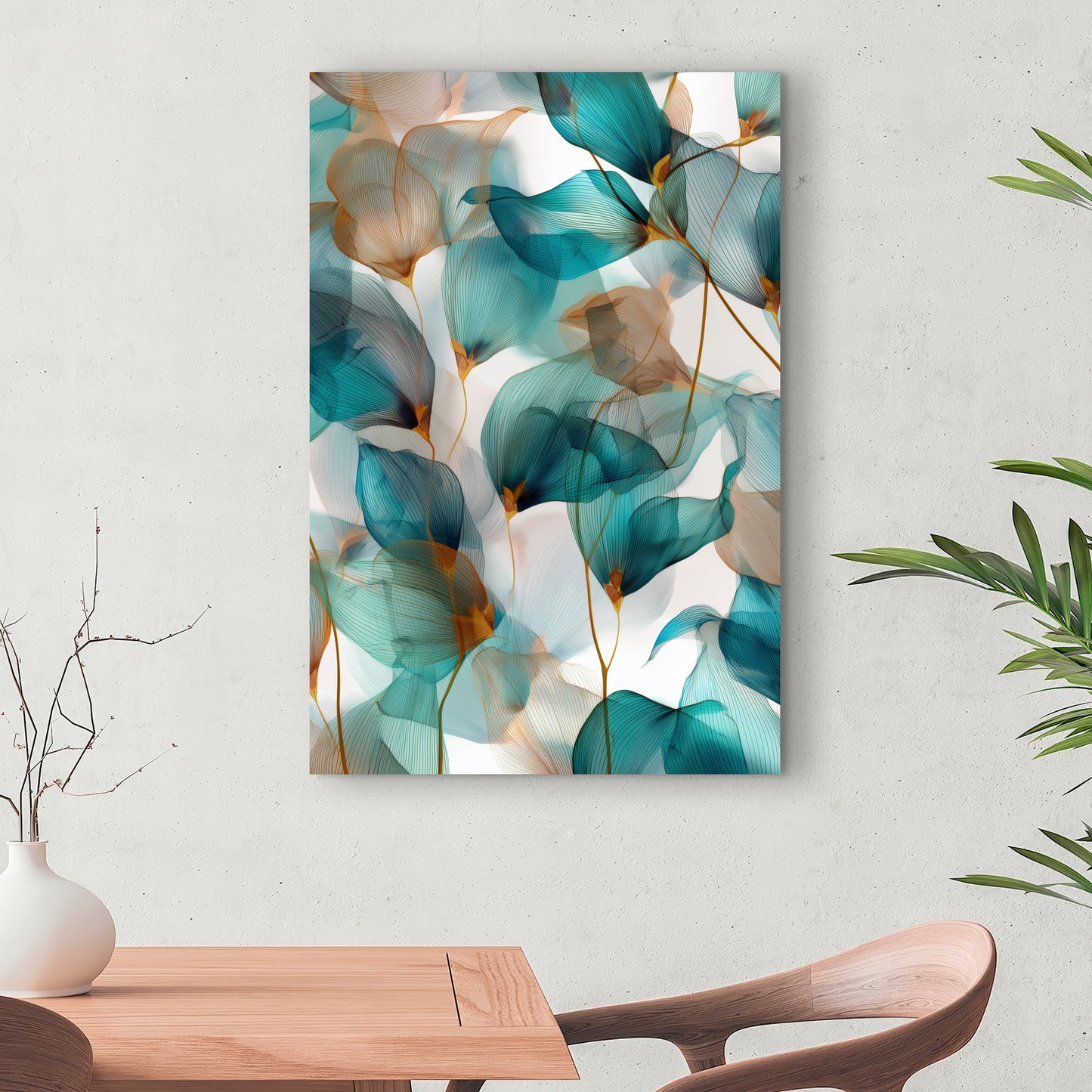Teal and brown - 32"x32" Canvas