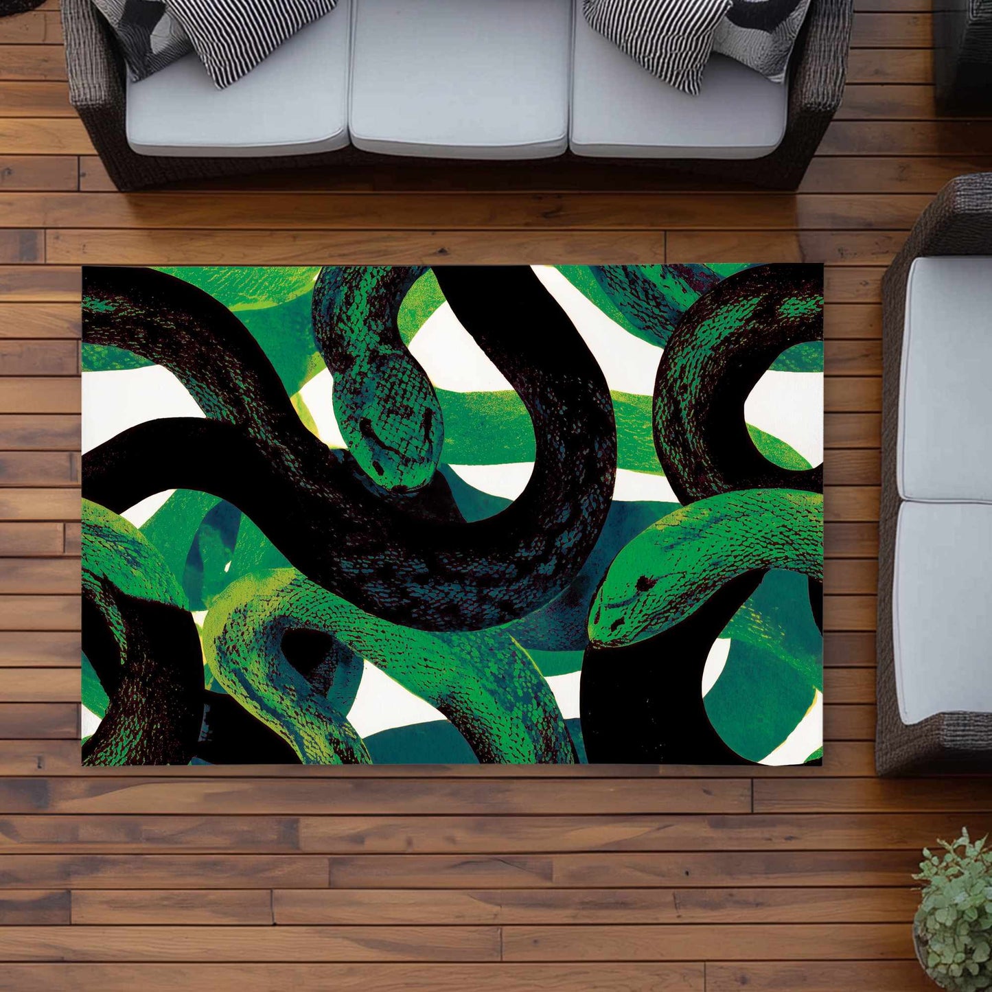 Tapis d'extérieur Emerald Coil Dance | Décoration élégante pour la maison