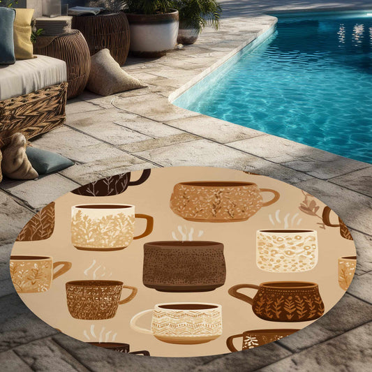 Tapis d'extérieur rond Cozy Cup Collection | Décoration d'intérieur élégante