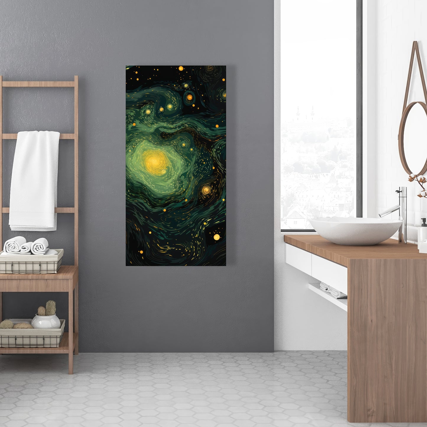 Illuminated in Space - Black Canvas Home Decor Art Print