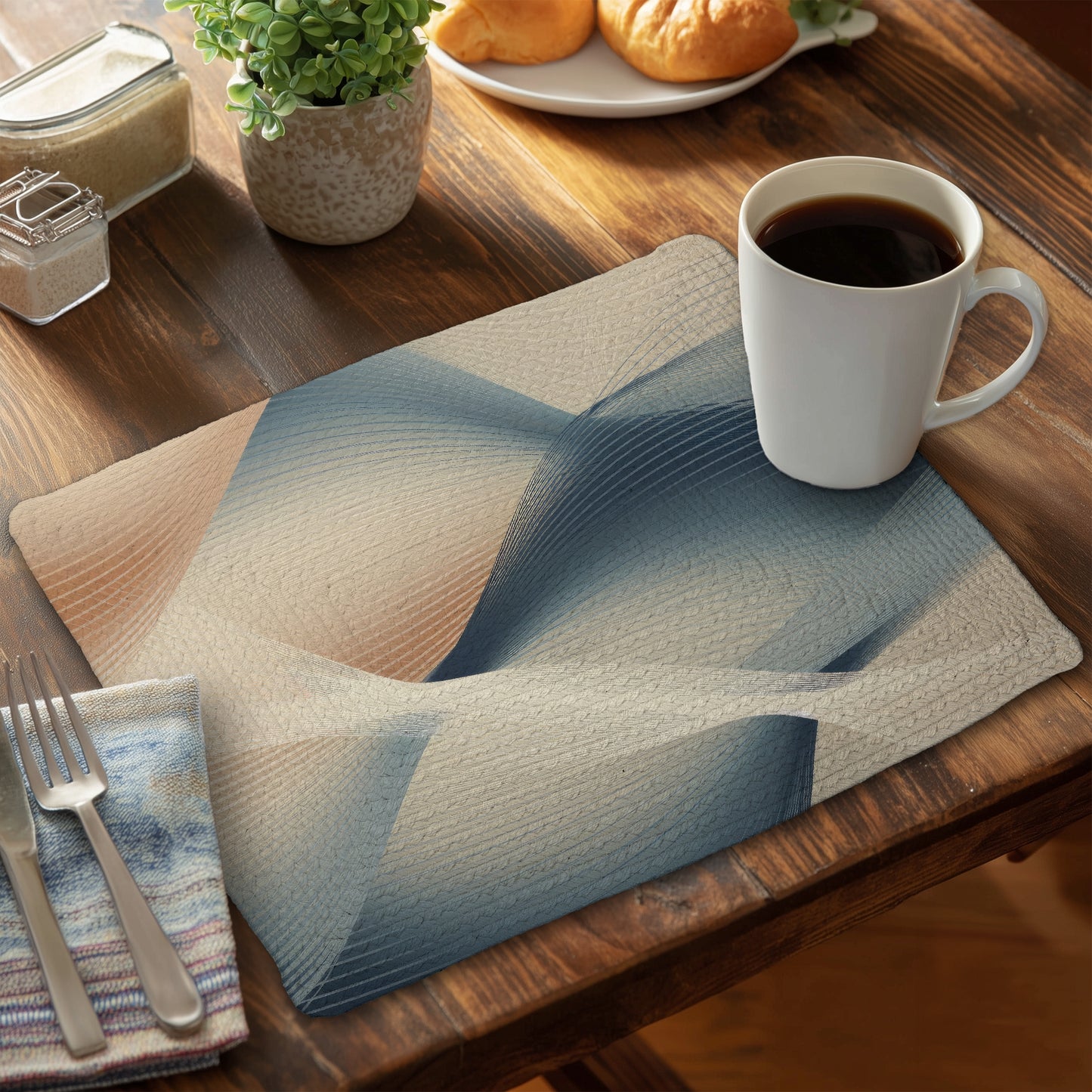 Heavenly Threads Blue Braided Polyester Placemat | Home Decor