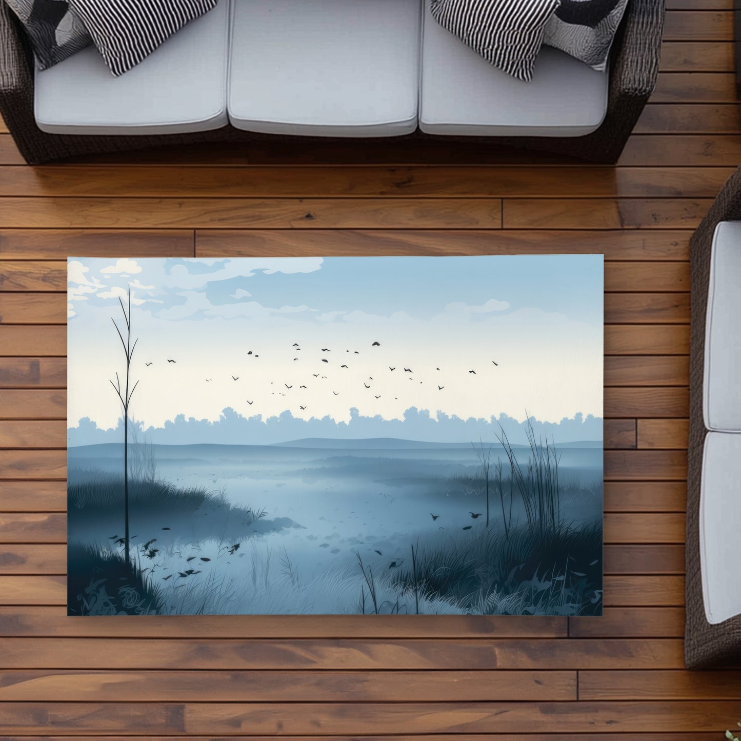 Evening Marsh - Blue Outdoor Area Rug for Home Decor
