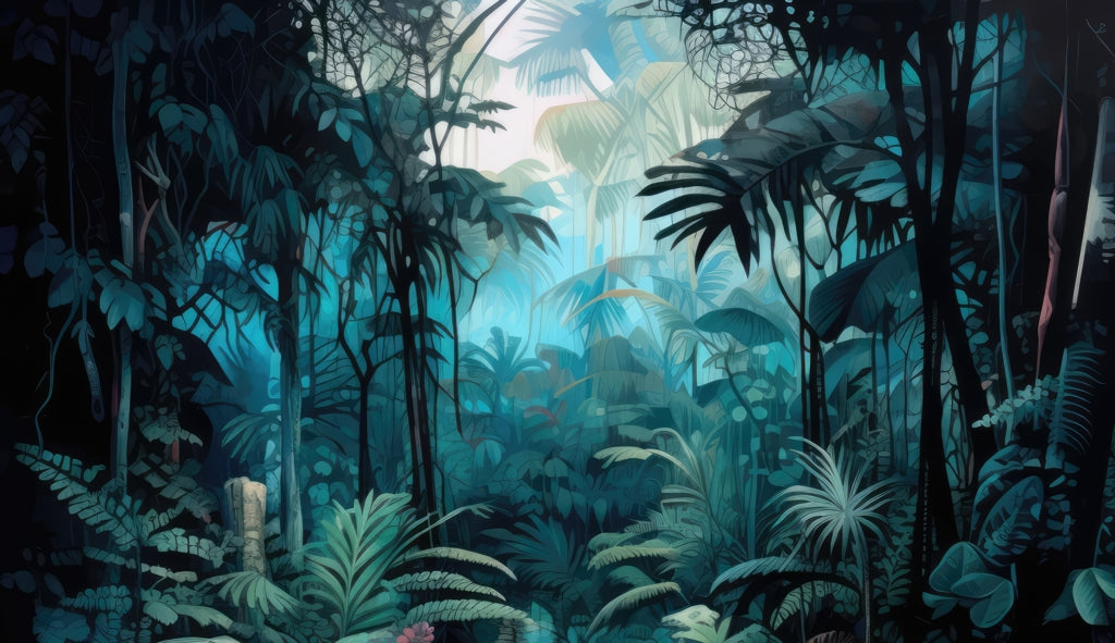 Deep in the jungle - Turquoise Gaming Mat for Home Decor