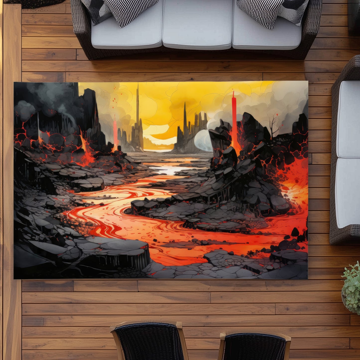 Charred Red Outdoor Area Rug - Stylish Home Decor Accent
