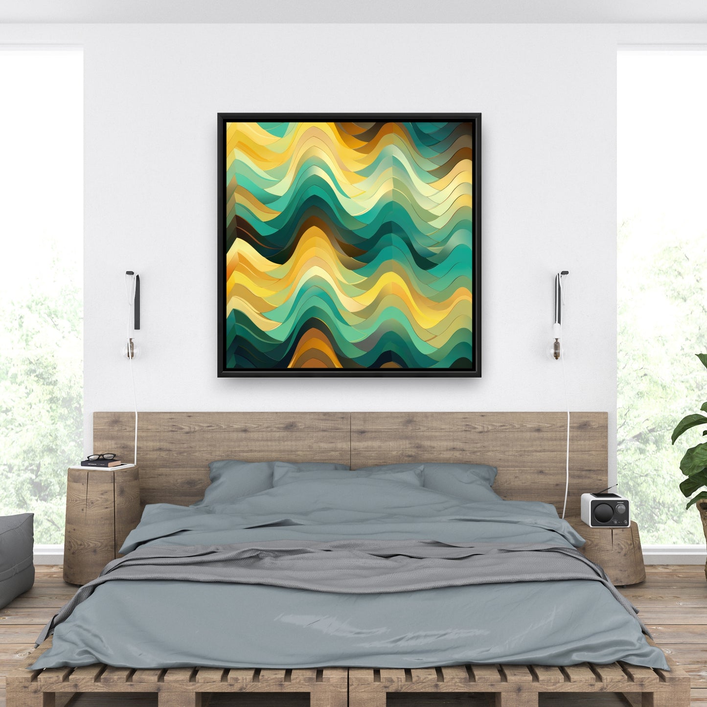 Jagged Luxury - Yellow Framed Canvas for Home Decor