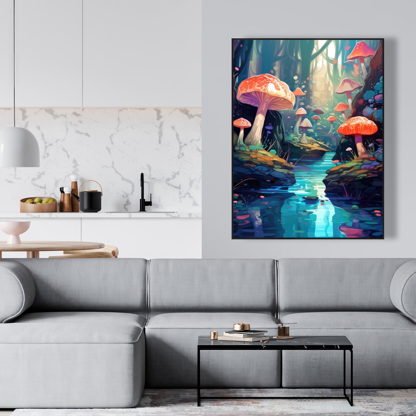 Whimsical forest - Framed Canvas - Print on demand