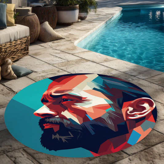 Hopeful White 5' Round Outdoor Area Rug for Home Decor