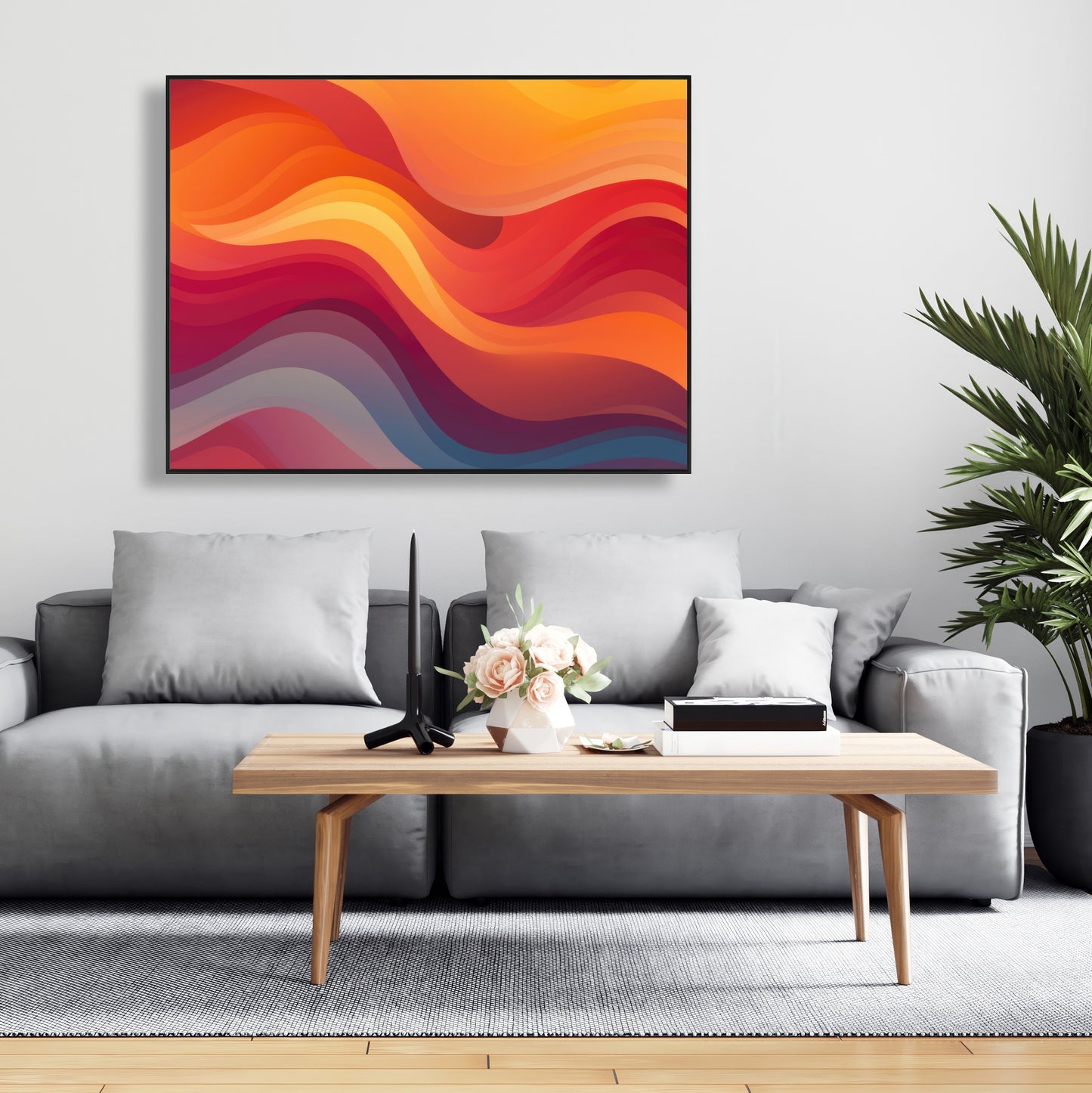 Sunlit Fog - Orange Framed Canvas for Home Decor | Art Print