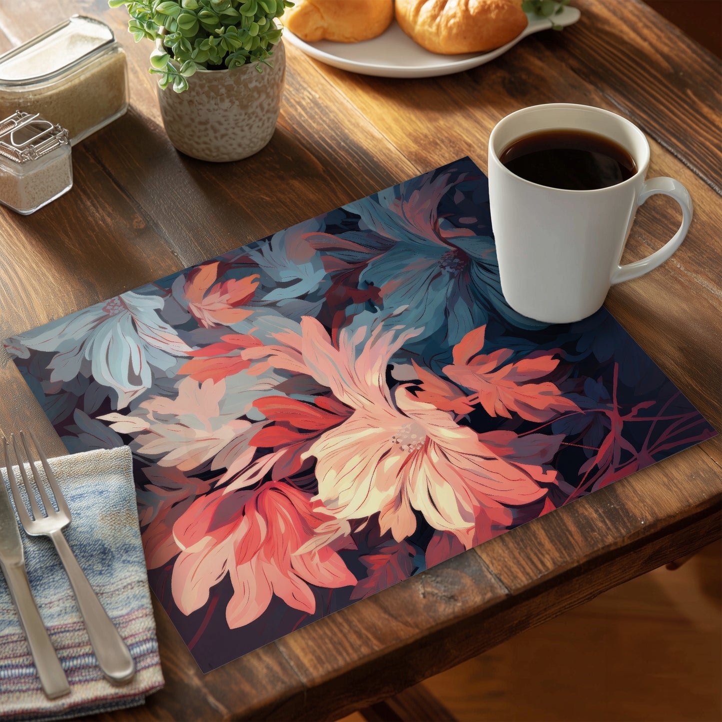 Silent charm - Turquoise Polyester Placemat for Home Decor