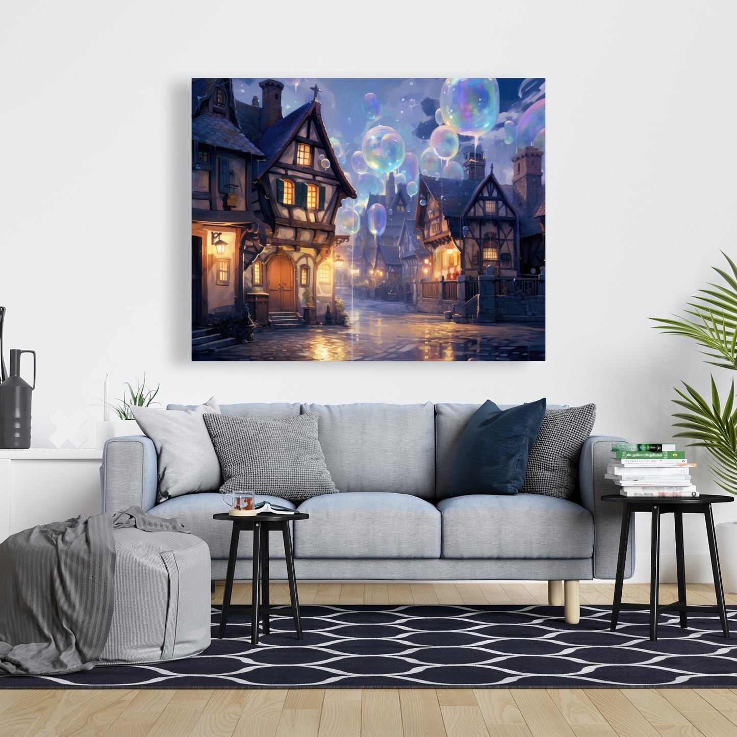 Bloopy Town - Purple Canvas Art for Home Decor | Unique Design