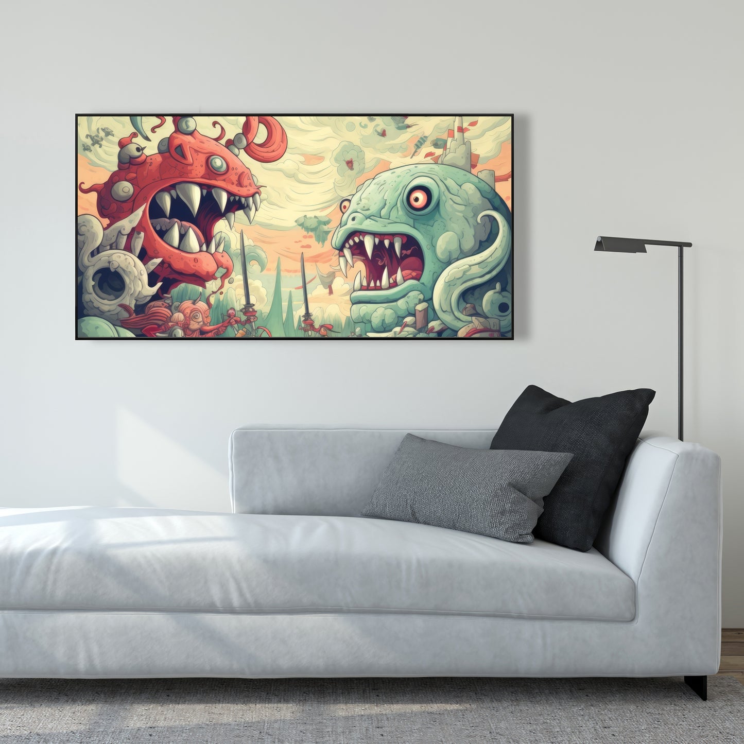 Two titans - Framed Canvas - Print on demand