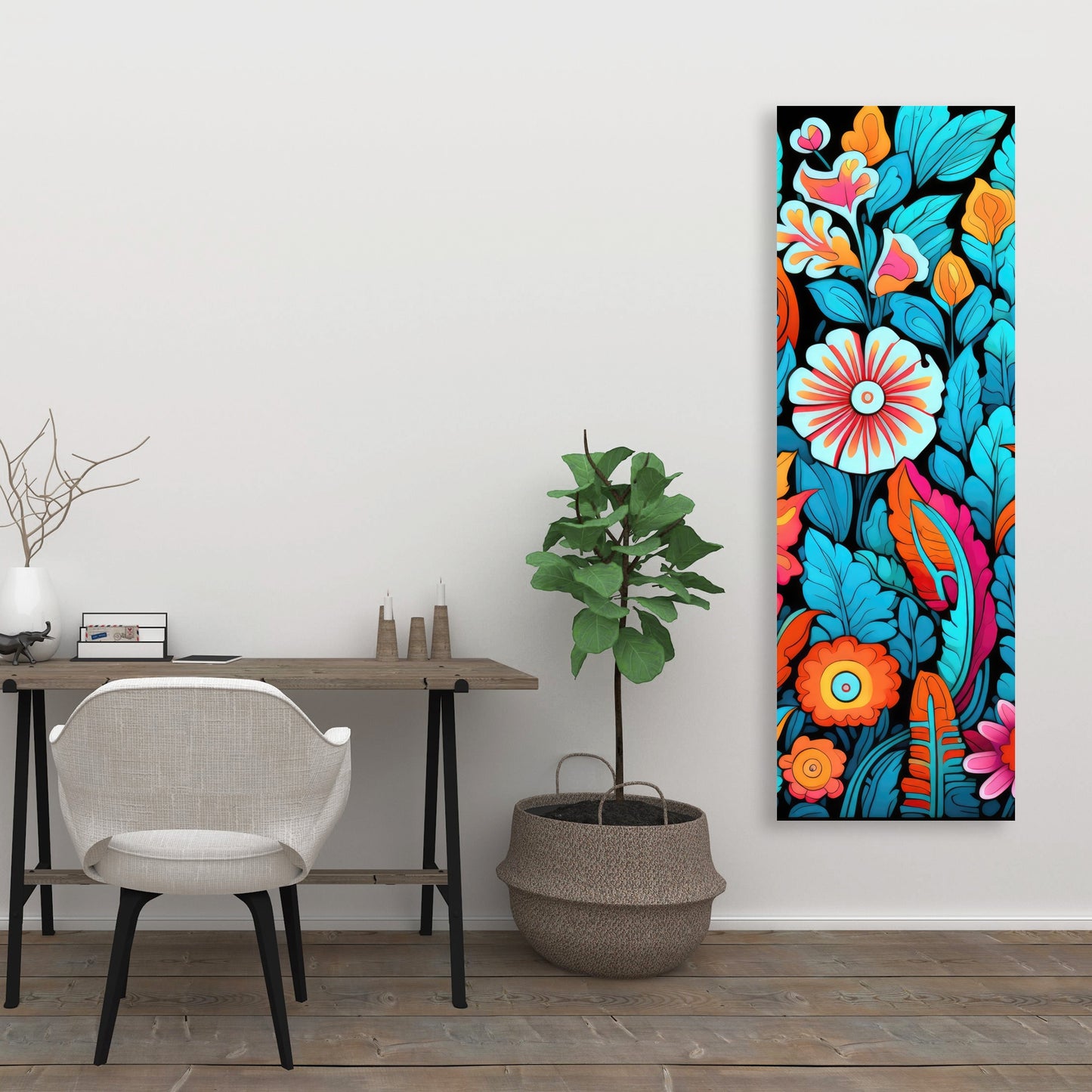 Floral Hues - Orange Canvas Art for Home Decor | Vibrant Design