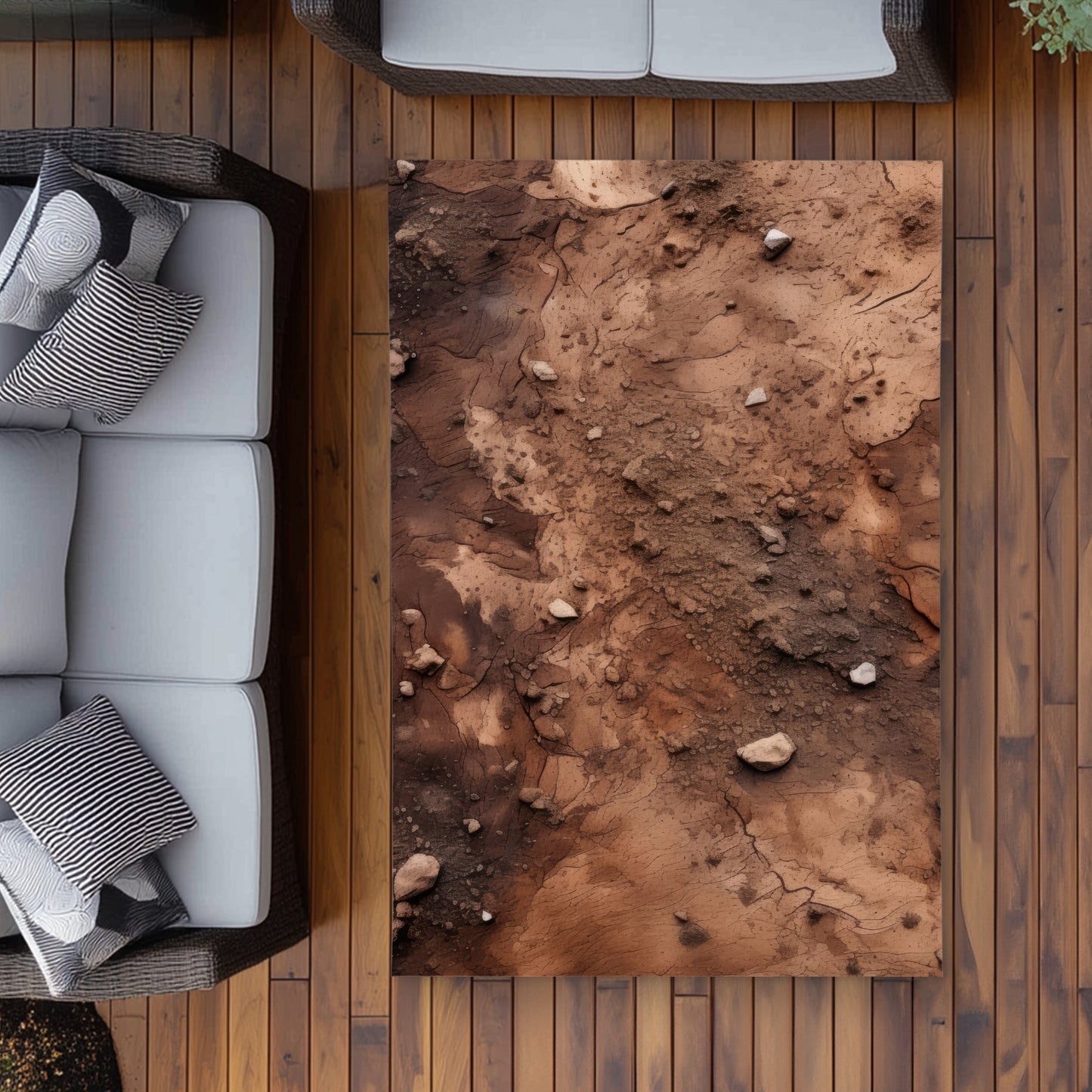 Mud and Stones Brown Outdoor Area Rug for Home Decor