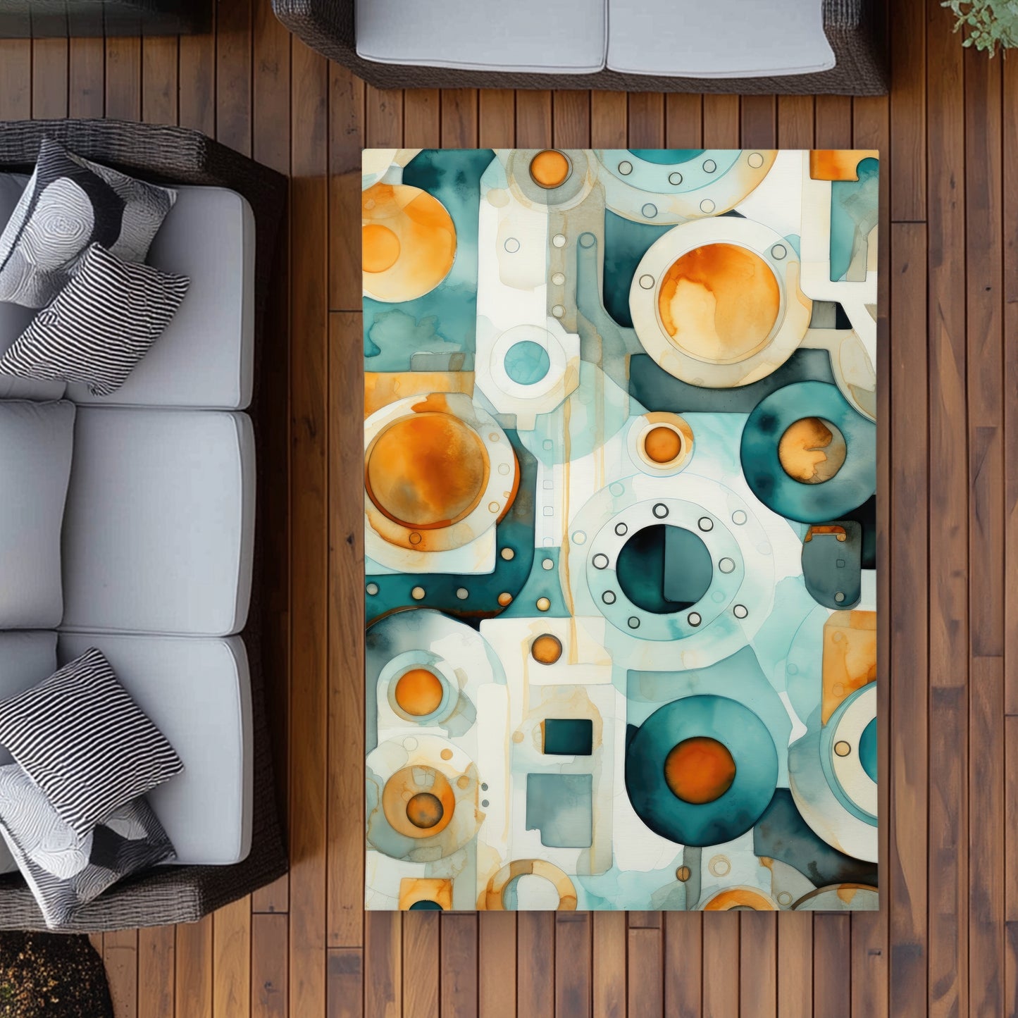 Decomposed Porthole - Orange Outdoor Area Rug for Home Decor