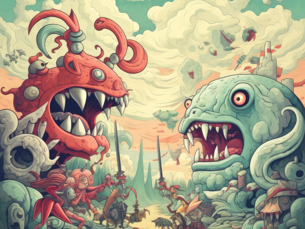 Two titans - Framed Canvas - Print on demand