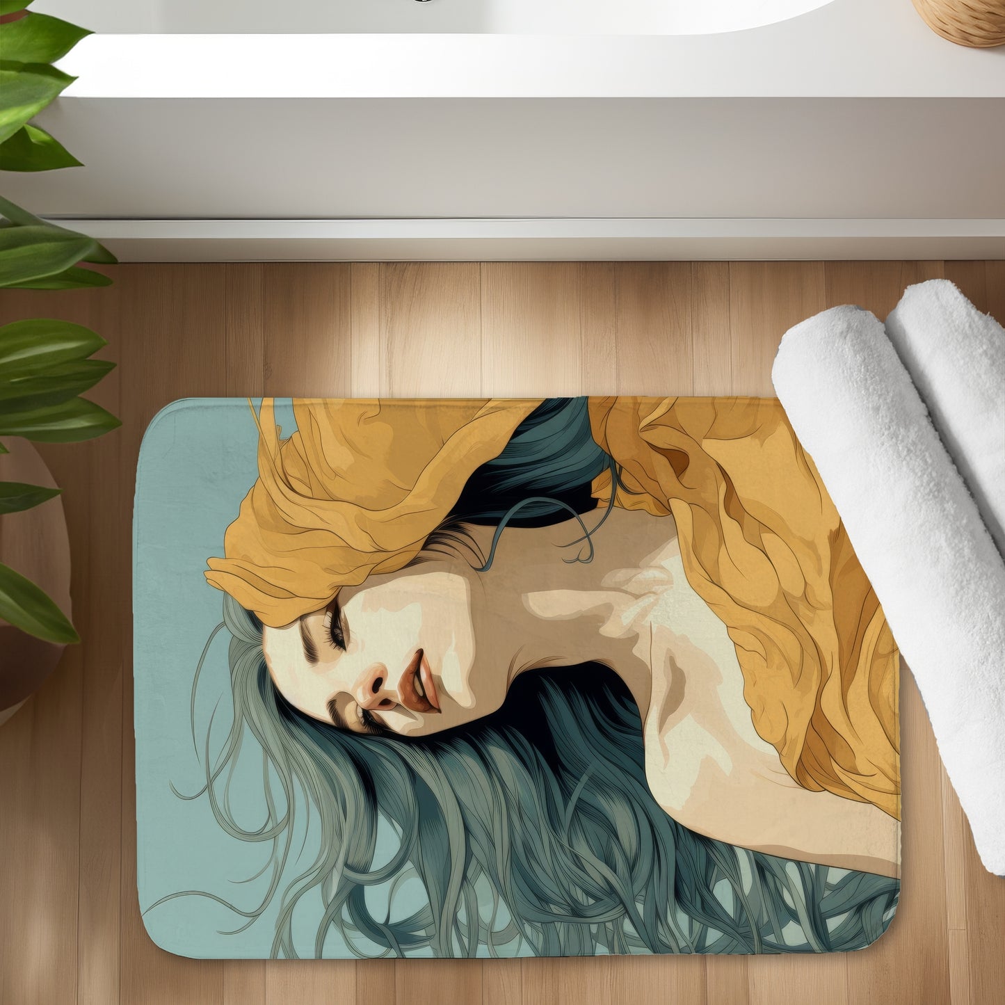 Sensual Flow Beige Bath Mat - Elegant Home Decor Accent