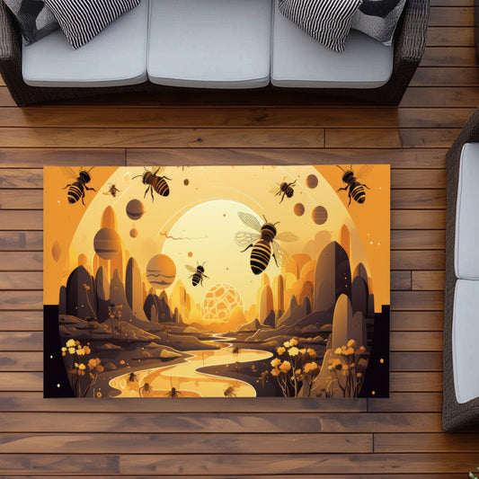 Hive Planet Beige Outdoor Area Rug | Stylish Home Decor