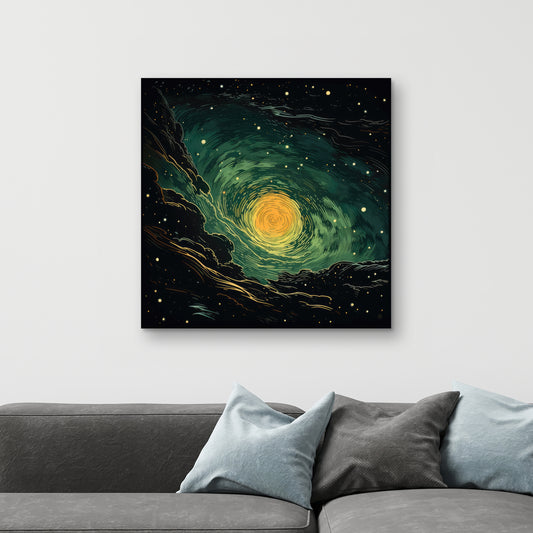 Turmoil in Space - Yellow Canvas Art for Home Decor