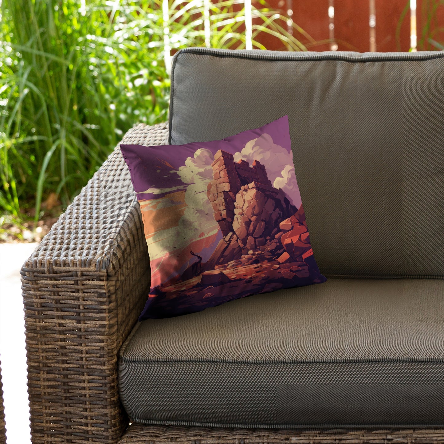 Standing above Orange Poly Twill Throw Pillow Insert | Home Decor